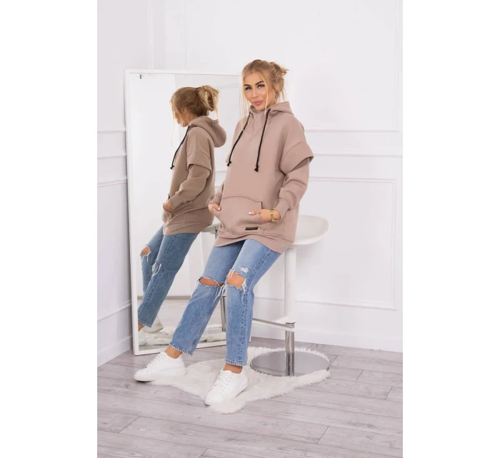 Zateplená mikina s polovičným zipsom tmavo béžová Zateplená mikina s polovičným zipsom tmavo béžová