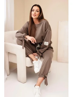 Komplet dámský máslový z viskózy s vázáním fango zelený