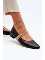 Skórzane Baleriny Damskie Na Płaskim Obcasie Laura Messi 2774 Czarne