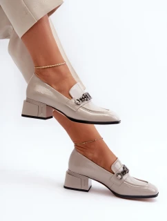 Lakierowane Czółenka Na Klocku Szare S.Barski MR38-960