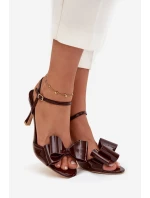 Lakierowane Sandały Na Szpilce Z Kokardą Czekoladowe Noliva Lakierowane Sandały Na Szpilce Z Kokardą Czekoladowe Noliva
