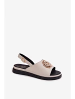 Dámske kožené sandále s ozdobnými detailmi D&A GR61-5937 Beige
