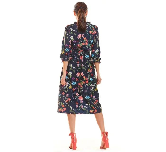 Denné šaty model M201 modré - kvetovaný vzor - Infinite You