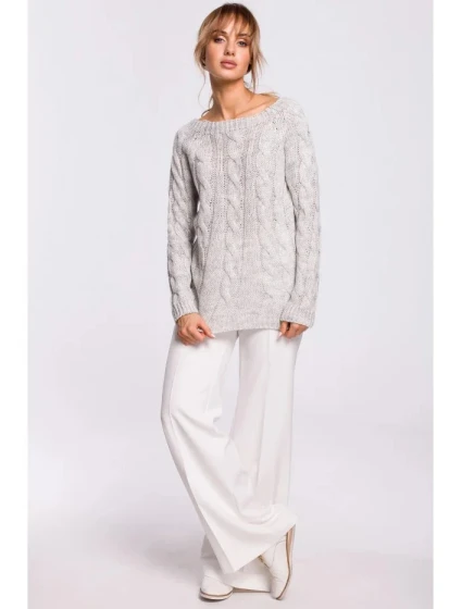 Svetr s výstřihem  šedý  model 21207530 - Moe