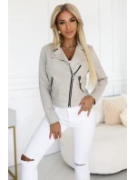 Semišové s dlouhými rukávy a zipy světle béžové model 21290283 - numoco basic Semišové s dlouhými rukávy a zipy světle béžové model 21290283 - numoco basic