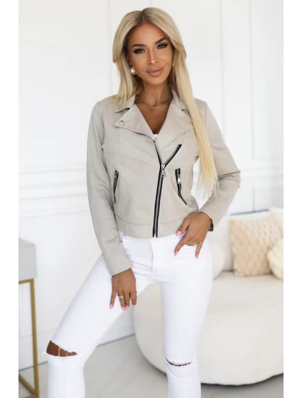 Semišové s dlouhými rukávy a zipy světle béžové model 21290283 - numoco basic Semišové s dlouhými rukávy a zipy světle béžové model 21290283 - numoco basic