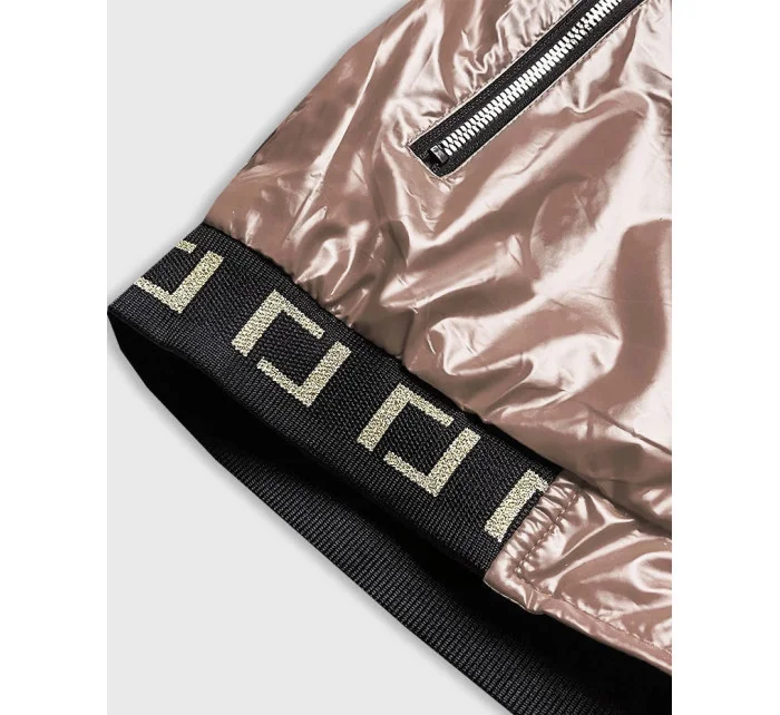 Krátka béžová dámska bunda s kapucňou (B9787-12)