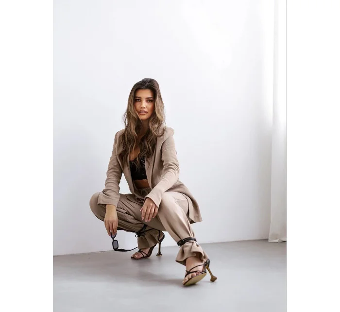 Dámsky oblek cappuccino s ľanom (VE48) Dámsky oblek cappuccino s ľanom (VE48)