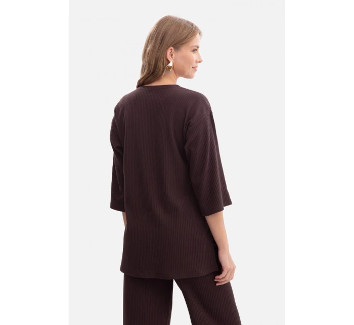 B301 Rebrovaný pletený top - tmavá čokoláda B301 Rebrovaný pletený top - tmavá čokoláda