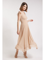 Monnari Šaty Elegantné dámske šaty s volánom Béžová farba