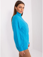 Modrý dámsky sveter s manžetami