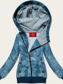 Dámska svetlomodrá mikina s asymetrickým zipsom LHD (AMG-61)