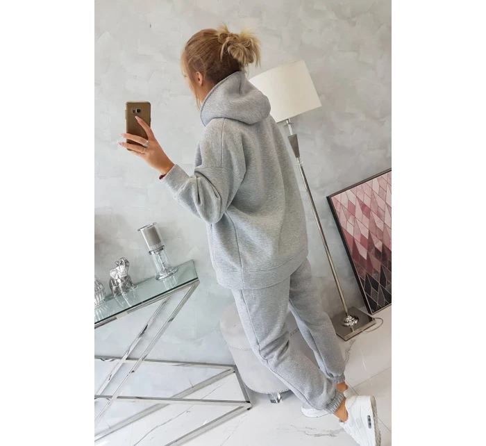 Zateplený set s mikinou s kapucňou šedý Zateplený set s mikinou s kapucňou šedý