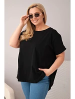 Dámská halenka Plus Size bavlněná s krátkým rukávem černá Dámská halenka Plus Size bavlněná s krátkým rukávem černá