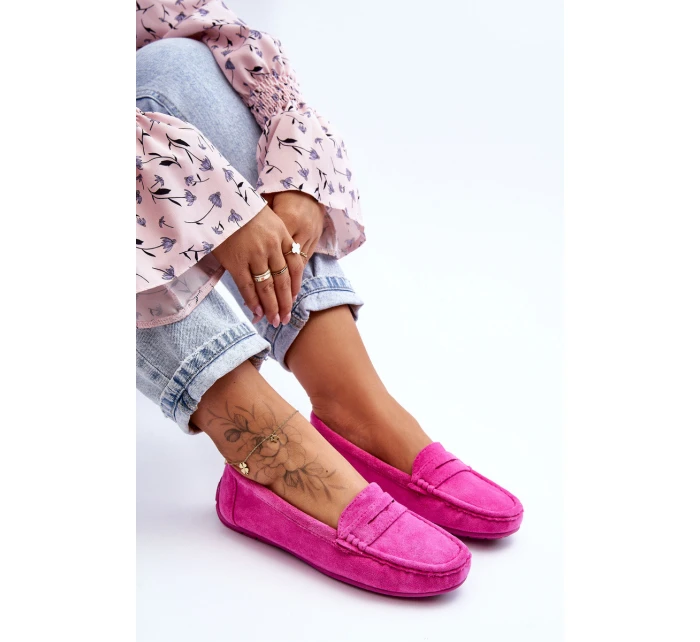 Damskie Zamszowe Mokasyny Różowe Lenvie