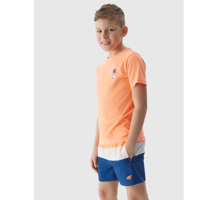 Chlapčenské plážové šortky 4F - oranžové Chlapčenské plážové šortky 4F - oranžové