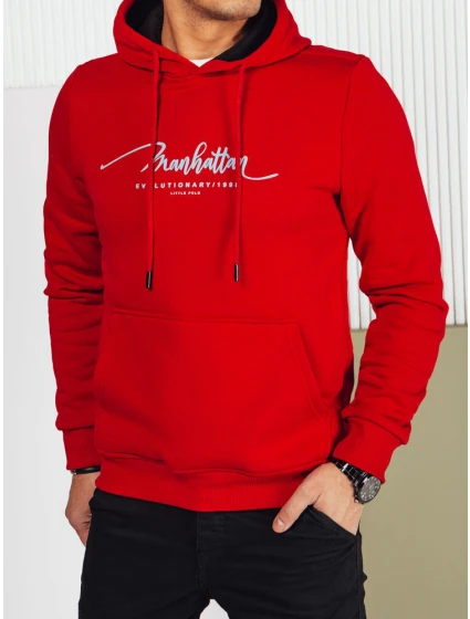 Pánská mikina s kapucí červená Dstreet model 21976066 - FashionStreet