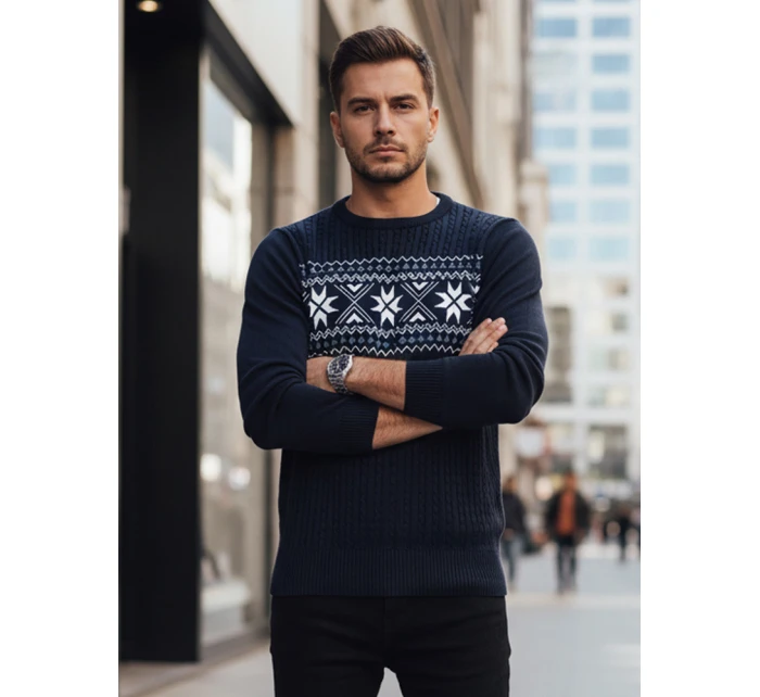 Pánsky tmavomodrý sveter FashionStreet WX2277