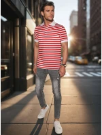 Pánske pruhované polo tričko biele FashionStreet PX0643 Pánske pruhované polo tričko biele FashionStreet PX0643