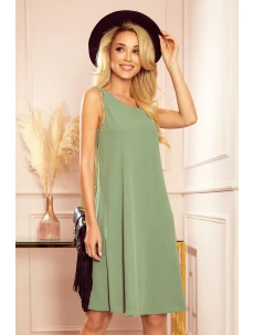 VICTORIA - dámske trapézové šaty v olivovej farbe 296-6