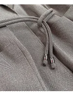 Hnedý károvaný dámsky kabát so 3/4 rukávmi (2718)