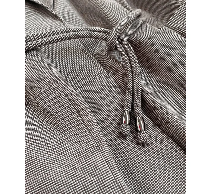 Hnedý károvaný dámsky kabát so 3/4 rukávmi (2718)