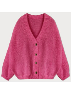 Ľahký nadrozmerný sveter v neónovej ružovej farbe (59100)