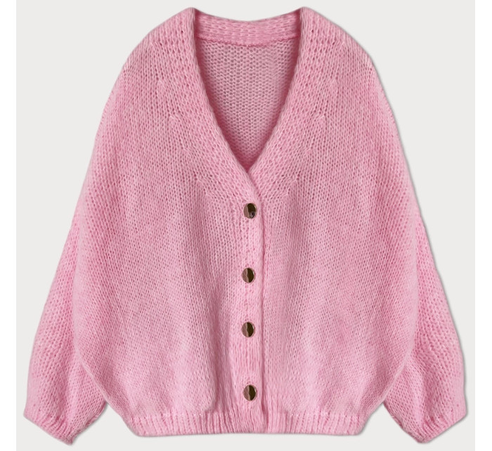 Ľahký nadrozmerný sveter v neónovej ružovej farbe (59100)