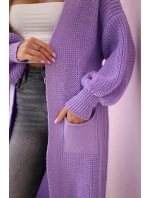 Svetr dlouhý kardigan světle fialová