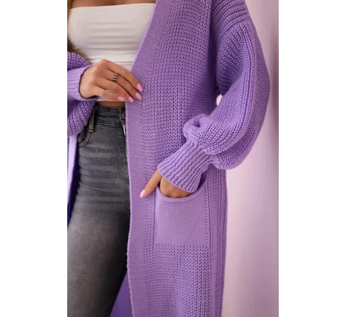 Svetr dlouhý kardigan světle fialová