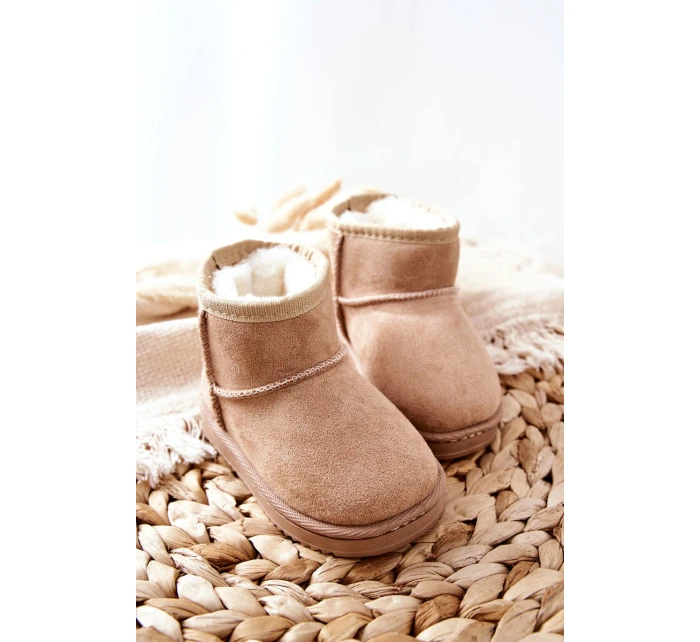 Dětské Teplé Sněhule Semišové béžové model 21598049 - Boto Dětské Teplé Sněhule Semišové béžové model 21598049 - Boto