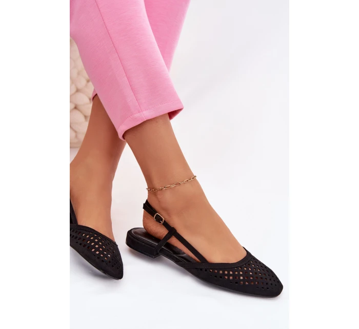 Prodyšné baleríny z eko semiše černé Farivelle