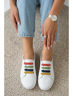 Kožené dámské polobotky model 22044848 Bílé - VINCEZA