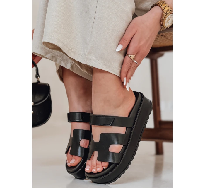 Dámské žabky na suchý zip black model 21987017 - Dstreet Dámské žabky na suchý zip black model 21987017 - Dstreet