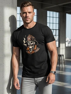 Pánske hasičské tričko s potlačou lebky NX054R