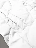 Dámska bunda bez rukávov s kožušinou na kapucni J Style white (16M9172-281)