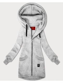 Svetlošedá dámska mikina so svetrovými vložkami LHD (AMG-172A)