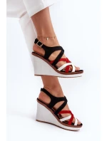 Sandały Na Koturnie Z Paseczkami Czarne Ellen