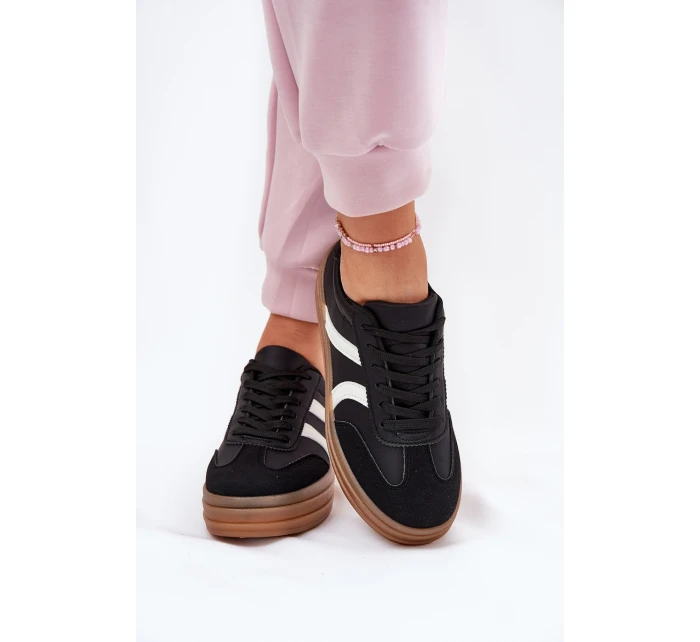 Sneakersy Damskie Na Platformie Czarne Tolianna