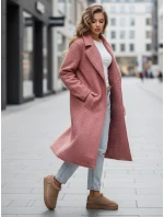 Dámský dlouhý kabát z ovčí kůže růžový Dstreet model 21995124 - FashionStreet