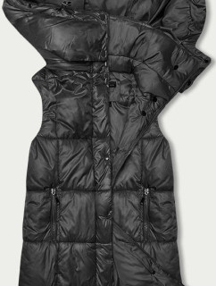 Jednoduchá čierna dámska vesta s kapucňou (YP-22072-1)