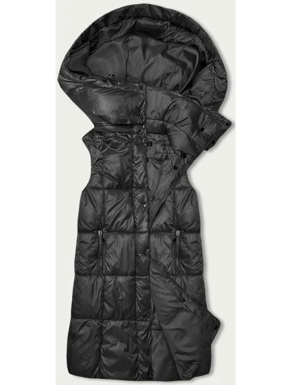 Jednoduchá čierna dámska vesta s kapucňou (YP-22072-1) Jednoduchá čierna dámska vesta s kapucňou (YP-22072-1)