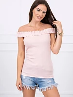 Trblietavá blúzka s volánikmi púdrovo ružová