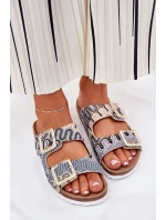 Klapki Damskie Z Klamrami I Brokatem S.Barski RB51-006 Beżowe Klapki Damskie Z Klamrami I Brokatem S.Barski RB51-006 Beżowe