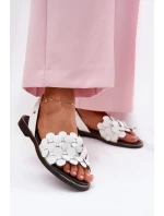 Skórzane Sandały Na Płaskim Obcasie Zazoo 40425 Białe