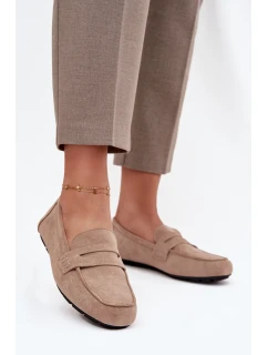 Loafersy Mokasyny Damskie Płaskie Beżowe Roseline