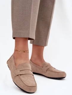 Loafersy Mokasyny Damskie Płaskie Beżowe Roseline