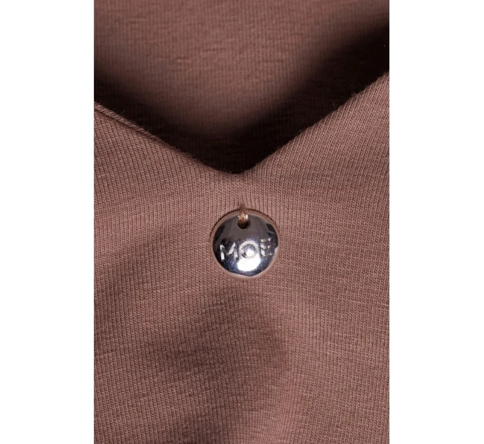 M791 Maxi šaty s hlbokým výstrihom do V - kakaové