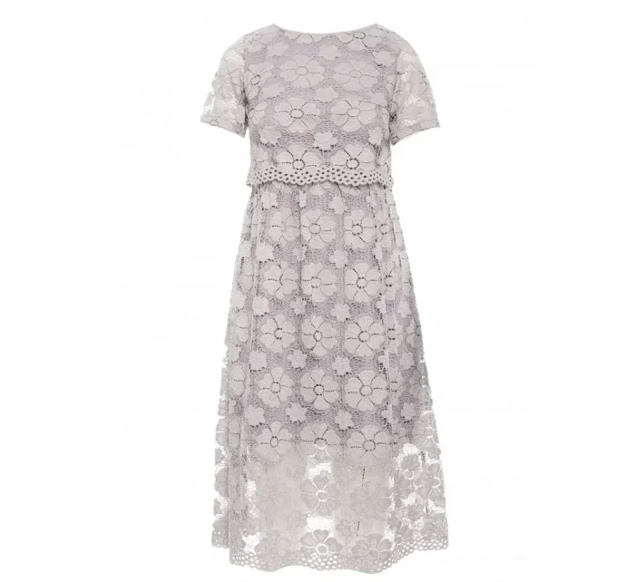 model 16165131 Krajkové midi šaty s výstřihem šedé - Moe model 16165131 Krajkové midi šaty s výstřihem šedé - Moe