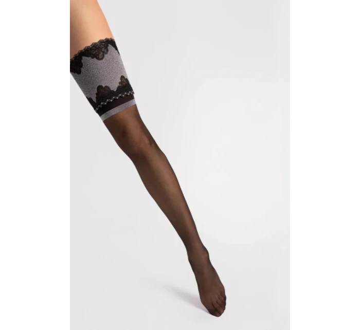 Dámske samodržiace pančuchy BELLE EPOQUE 20 den Čierny vzor - Fiore
